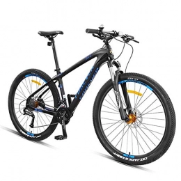 DJYD Bike 27.5 Inch Mountain Bikes, Carbon Fiber Frame Dual-Suspension Mountain Bike, Disc Brakes All Terrain Unisex Mountain Bicycle, Blue, 27 Speed FDWFN