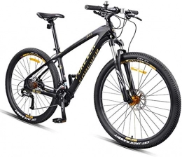 27.5 Inch Mountain Bikes, Carbon Fiber Frame Dual-Suspension Mountain Bike, Disc Brakes All Terrain Unisex Mountain Bicycle,Gold,27 Speed
