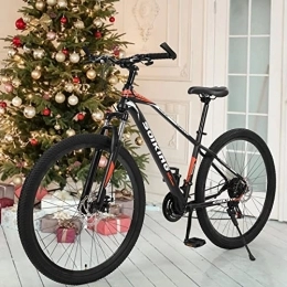Wgjokhoi Mountain Bike 29 inch Mountain Bike with High Carbon Steel Frame, Featuring Spoke Wheels and 21 Speed, Double Disc Brake and Front Suspension -Slip Bicycles Bicycle with (Orange, One Size)