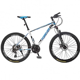 BNMKL Bike 30-Speed Men's Mountain Bike / Bicycles, MTB 24 / 26 / 27.5 Inch High Carbon Steel Frame Hard Tail Mountain Bicycle for Mens And Womens, Student, White And Blue, 24 Inch