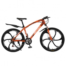 WSZGR Mountain Bike Adjustable Seat Handlebar, Mountain Bikes, Dual Disc Brake Hardtail Mountain Bike, Men Women Adult All Terrain Mountain Bicycle Orange 6 Spoke 26", 24-speed