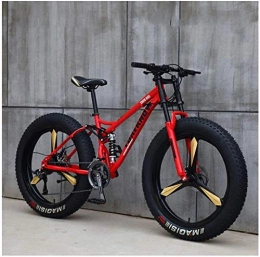 Aoyo Bike Adult Beach Bicycle, Mountain Bikes, Mtb Bikes, Dual-Suspension, Double Disc Brake, Fat Tire, Outroad Bike, All-Terrain, (Color : Red)