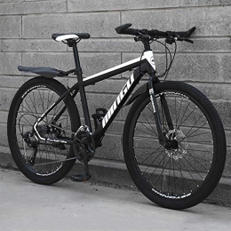 Breeze Bike Adult Carbon Steel Mountain Bike, 26 Inch Wheels, 21-24-27 Speed Variable Speed Gears Dual Disc Brakes Shock Absorption Mountain Bicycle, Black and white, 21 speed