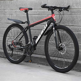 Breeze Bike Adult Carbon Steel Mountain Bike, 26 Inch Wheels, 21-24-27 Speed Variable Speed Gears Dual Disc Brakes Shock Absorption Mountain Bicycle, black red, 24 speed
