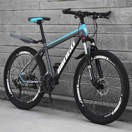 Breeze Mountain Bike Adult Carbon Steel Mountain Bike, 26 Inch Wheels, 21-24-27 Speed Variable Speed Gears Dual Disc Brakes Shock Absorption Mountain Bicycle, gray blue, 21 speed