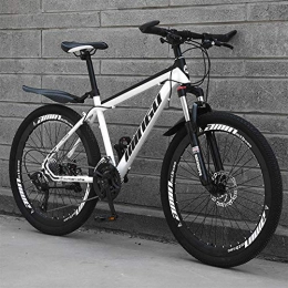 Breeze Mountain Bike Adult Carbon Steel Mountain Bike, 26 Inch Wheels, 21-24-27 Speed Variable Speed Gears Dual Disc Brakes Shock Absorption Mountain Bicycle, white and black, 21 speed