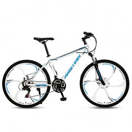 AZXV Mountain Bike Adult Mountain Bike，21 / 24 / 27 Variable Speed Full Suspension High-Carbon Steel MTB Bicycle，Rigid Hardtail，Dual Disc Brake Non-Slip，26-Inch Wheels，Bikes for Adult & Te white blue- 27