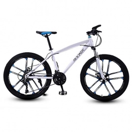 SCYDAO Bike Adult Mountain Bike 26 Inch, 21 / 24 / 27 Speed, Double Disc Brake Mountain Bike with Mudguard, Lockable Fork Outroad Bicycles Bike Off-Road Racing, Style 1, 21 speed