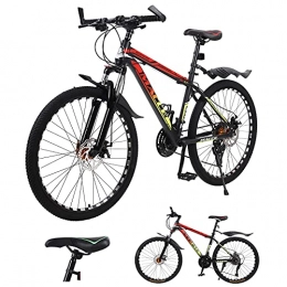 Adult Mountain Bike, 26-Inch Spoked Wheels, Mens/Womens 27 Speed Mountain Bicycles, Dual Disc Brake Suspension Mountain Bicycle Road, Lightweight Strong Steel Frame (Red)