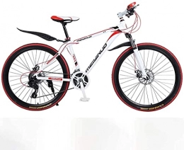 Asdf Mountain Bike Adult mountain bike- 26In 27-Speed Mountain Bike for Adult, Lightweight Aluminum Alloy Full Frame, Wheel Front Suspension Mens Bicycle, Disc Brake (Color : Red, Size : A)