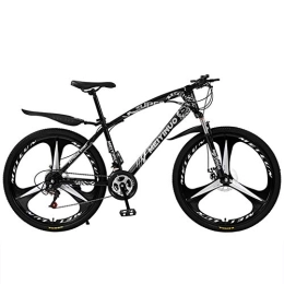 FXMJ Bike Adult Mountain Bikes, 26 Inch 27 Speed ​​Gears Dual Disc Brakes Mountain Bicycle Steel Carbon Mountain Trail Bike High Carbon Steel Full Suspension Frame, Black