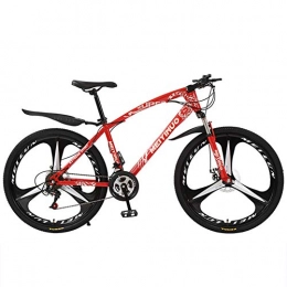 FXMJ Bike Adult Mountain Bikes 26 Inch Mountain Trail Bike High Carbon Steel Full Suspension Frame Bicycles 3 Spoke 27 Speed ​​Gears Dual Disc Brakes Mountain Bicycle, Red