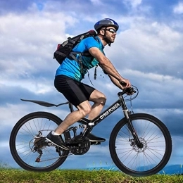 Generic Bike Adult Road Racing Bike 26 Inch Mountain Bike, 21 Speed Mountain Bicycle with High Carbon Steel Frame, Dual Disc Brakes Full Suspension Non-Slip Shock-Absorbing Men&Women
