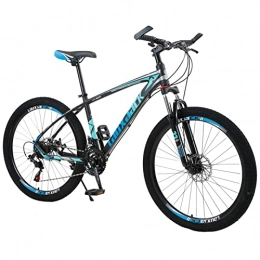 AZXV Bike Adults Mountain Bike High-Carbon Steel Full Suspension Bikes Mechanical Dual Disc Brake，24 / 27 / 30 Speed，26 Inch Wheels，variable Speed Bikes for Men / Women，Multiple Col black blue-30