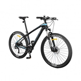 AEDWQ Bike AEDWQ 27-speed Mountain Bike, 27.5-inch Carbon Fiber Frame, Dual Suspension Dual Disc Hydraulic Brake Bicycle, Spoke Type, MTB Tires, Black Red / Black Blue (Color : Black blue)