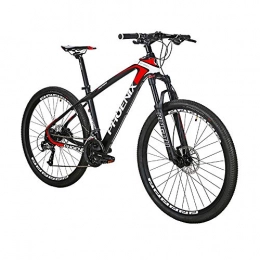 AEDWQ Mountain Bike AEDWQ 27-speed Off-road Mountain Bike, Carbon Fiber Frame, Dual Oil Disc Brake Bicycle, 27.5-inch Spoke MTB Tires, Black-red