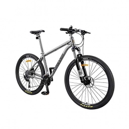 AEDWQ Bike AEDWQ 30-speed Mountain Bike, 27.5-inch Titanium Frame, Dual Suspension, Dual Disc Hydraulic Disc Brake Bicycle, Spoke, Men's Adult Mountain Bike, Silver
