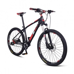 AEDWQ Bike AEDWQ 30-speed Off-road Mountain Bike, Carbon Fiber Frame, Dual Oil Disc Brake Bicycle, 26-inch Spoke MTB Tires, Black-red (Color : Black red)