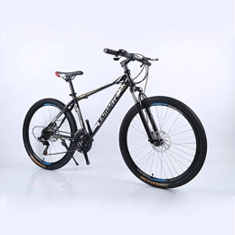 Alapaste Bike Alapaste 31.5 Inch 21 Speed Front Suspension High-carbon Steel Bike, Double Disc Brake Bike, Comfortable Resistance To Friction Mountain Bike-Black and gold 31.5 inch.21 speed