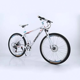 Alapaste Bike Alapaste 31.5 Inch 21 Speed Front Suspension High-carbon Steel Bike, Double Disc Brake Bike, Comfortable Resistance To Friction Mountain Bike-White red 31.5 inch.21 speed