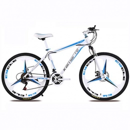 Alapaste  Alapaste 31.5 Inch 24 Speed High-carbon Steel Frame Bike, Safety Durable Double Disc Brake Bike, Thicken Not-slip Tires Mountain Bikes-White and blue 31.5 inch.24 speed