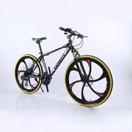 Alapaste Mountain Bike Alapaste Firm Durable High-carbon Steel Frame Bike, Ergonomic Design Comfortable Saddle Bike, 34.1 Inch 21 Speed Front Suspension Mountain Bike-Black and gold 34.1 inch.21 speed