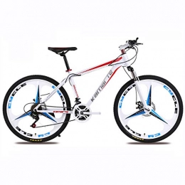 Alapaste  Alapaste Firm Resistance To Friction High-carbon Steel Bike, Not-slip Soft Handlebar Bike, 34.1 Inch 24 Speed Front Suspension Mountain Bike-White red 34.1 inch.24 speed