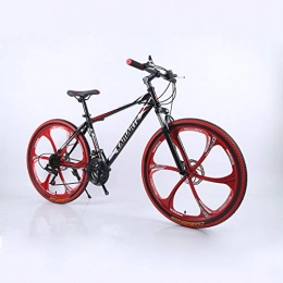 Alapaste Mountain Bike Alapaste Structure Lightweight Performance Stable High-carbon Steel Bike, Ergonomic Design Comfortable Breathable Saddle Bike, 34.1 Inch 24 Speed Mountain Bike-Black and red 34.1 inch.24 speed