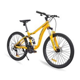 Altruism Mountain Bike ALTRUISM Mountain Bike MTB 26 Inch Dual Suspension Variable Speed Ultra-High Carbon Steel Frame Double Disc Brake (Yellow)
