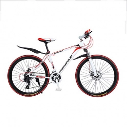 SANJIBAO Mountain Bike Aluminum Alloy Hardtail Mountain Bikes, 26 Inch Wheels, Mountain Trail Bike Off Road Bicycles, 21 / 24 / 27-Speed Bicycle Full Suspension MTB Gears Dual Disc Brakes Mountain Bicycle, Red, 21 speed