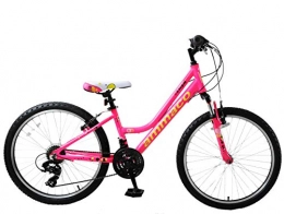 Ammaco Mountain Bike Ammaco. Lush 24" Wheel Girls Kids MTB Mountain Bike Hardtail Front Suspension Hot Pink Yellow 14" Frame Lightweight Alloy 21 Speed Age 8+