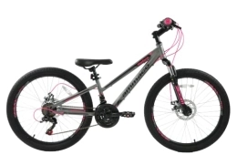 Generic Bike Ammaco Montana 24 Inch Wheel Girls Mountain Bike Disc Brakes Grey / Pink Age 8+