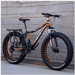 Aoyo Mountain Bike Aoyo 26 Inch, Fat Tire, Mountain Trail Bike, Adult, Bicycle, Dual Disc Brake, Anti-Slip, Bikes, High-carbon Steel Frame, 21 Speed, (Color : Black Orange)