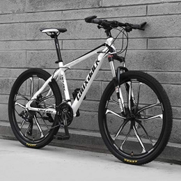 AP.DISHU Bike AP.DISHU 10 Spoke Wheels Mountain Bicycles Hydraulic Double Disc Brake Mountain Bike Male and Female Students Road Bike 24 Inch Wheel MTB, Black & White, 24 Speed