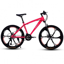 AP.DISHU Mountain Bike AP.DISHU Mountain Bike 21 / 24 / 27 Speed Double Disc Brake Male And Female Students Oneness Wheel Variable Speed Outdoor Cross Country Bicycle High Carbon Steel 26 Inch, Pink, 24 Speed