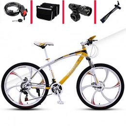 AP.DISHU Mountain Bike AP.DISHU Mountain Bike Male And Female Double Disc Brake Off-Road Racing 26 Inch / 30-Speed Light Adult Cross Country Bicycle, Yellow, 24 inch