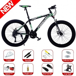 ATGTAOS Adult Mountain Bikes, Mountain Trail Bike, Bicycles Mountain Bicycle, 26 Inch 21 Speed, ​​High Carbon Steel Full Suspension Frame Shock-Absorbing Front Fork Mechanical Double Disc Brake,Green