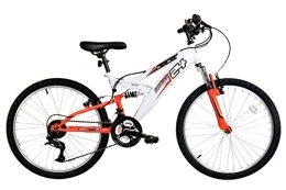 Basis Mountain Bike Basis Ranger Junior Full Suspension Mountain Bike, 24" Wheel, 18 Speed - White / Red