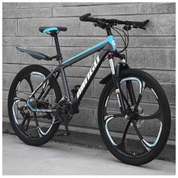 BCX Bike BCX 24 inch Mountain Bikes, Mens Women Carbon Steel Bicycle, 30-Speed Drivetrain All Terrain Mountain Bike with Dual Disc Brake, 21Vitesses, Cyan 3 Spoke, 30vitesses, Cyan 6 Spoke