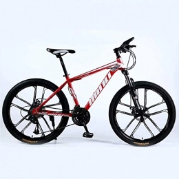 BECCYYLY Mountain Bike BECCYYLY Mountain bike Mountain Bike 24 / 26 Inch with Double Disc Brake, Adult MTB, Hardtail Bicycle with Adjustable Seat, Thickened Carbon Steel Frame, Red, 10 Cutters Wheel, bicycle