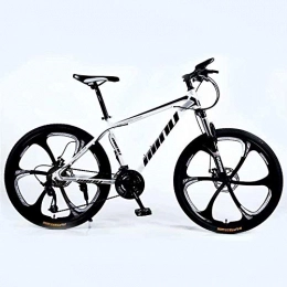 BECCYYLY Bike BECCYYLY Mountain bike Mountain Bike 24 / 26 Inch with Double Disc Brake, Adult MTB, Hardtail Bicycle with Adjustable Seat, Thickened Carbon Steel Frame, White Black, 6 Cutters Wheel, bicycle