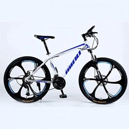 BECCYYLY Bike BECCYYLY Mountain bike Mountain Bike 24 / 26 Inch with Double Disc Brake, Adult MTB, Hardtail Bicycle with Adjustable Seat, Thickened Carbon Steel Frame, White Blue, 3 Cutters Wheel, bicycle