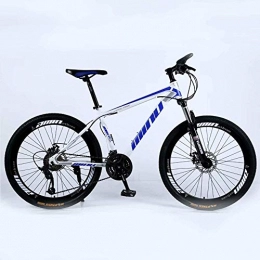 BECCYYLY Bike BECCYYLY Mountain bike Mountain Bike 24 / 26 Inch with Double Disc Brake, Adult MTB, Hardtail Bicycle with Adjustable Seat, Thickened Carbon Steel Frame, White Blue, Spoke Wheel, bicycle