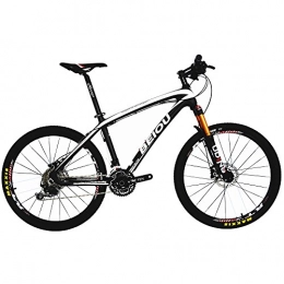 BEIOU Bike BEIOU Carbon Fiber Mountain Bike Hardtail MTB SHIMANO M610 DEORE 30 Speed Ultralight 10.8 kg RT 26 Professional External Cable Routing Toray T800 CB005 (White, 17-Inch)