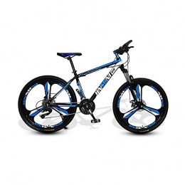 DHTOMC Mountain Bike Bicycle 24 Inches 26 Inch Mountain Bikes, Men's Dual Disc Brake Hardtail Mountain Bike, Bicycle Adjustable Seat, High-Carbon Steel Frame, 21 Speed, 3 Spoke (Black and Blue) (Size : Large)