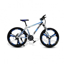 DHTOMC Bike Bicycle 24 Inches 26 Inch Mountain Bikes, Men's Dual Disc Brake Hardtail Mountain Bike, Bicycle Adjustable Seat, High-Carbon Steel Frame, 21 Speed, 3 Spoke (White and Blue) (Size : XLarge)
