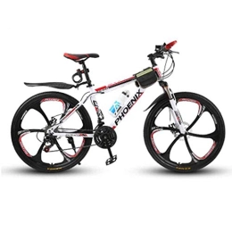 WEHOLY Mountain Bike Bicycle Mens' Mountain Bike, 6-Spoke Wheels Dual 17" Inch Steel Frame, 24 Speed Fully Adjustable Shock Unit Front Suspension Forks, Red, 21speed