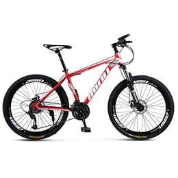 WEHOLY Bike Bicycle Mens' Mountain Bike, High-carbon Steel 30 Speed Steel Frame 24 Inches Spoke Wheels, Fully Adjustable Front Suspension Forks, Red, 21speed