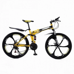 Mdcgok Mountain Bike Bicycle steel frame, bicycle 26 inch mountain bike, 24 / 27 speed gears, front fork suspension with locking function, double disc brakes and integrated anti-slip tyres, yellow_24_speed