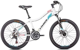 NOLOGO Bike Bicycle Womens Mountain Bikes, 21-Speed Dual Disc Brake Mountain Trail Bike, Front Suspension Hardtail Mountain Bike, Adult Bicycle, 24 Inches White (Color : 24 Inches White)